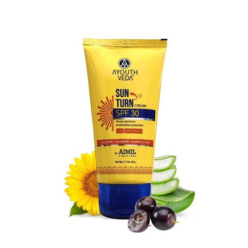 Ayouthveda Sun Turn Cream SPF 30 With UVA , UVB & PA+ Protection ( Net Qty-60g)