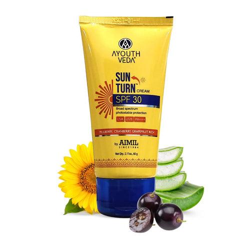 Ayouthveda Sun Turn Cream SPF 30 With UVA , UVB & PA+ Protection ( Net Qty-60g)