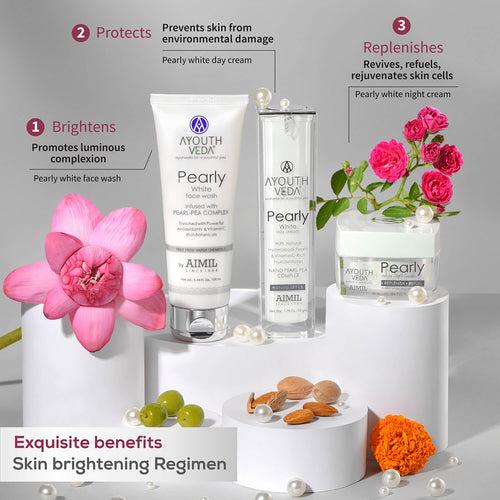 Skin Brightening Regimen | Pearly white face wash 100 ml , Day Cream g , Night Cream 50g