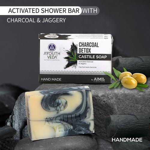 Charcoal Detox Handmade Castile Soap With Activated Charcoal & Jaggery ( Net Qty-110g )