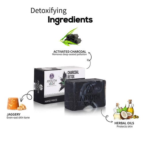 Charcoal Detox Handmade Castile Soap With Activated Charcoal & Jaggery ( Net Qty-110g )