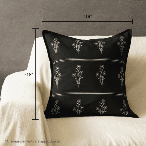 Marigold Stripe Cushion Cover, Black (18” X 18”)