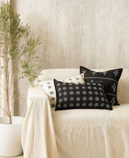 Marigold Stripe Cushion Cover, Black (18” X 18”)