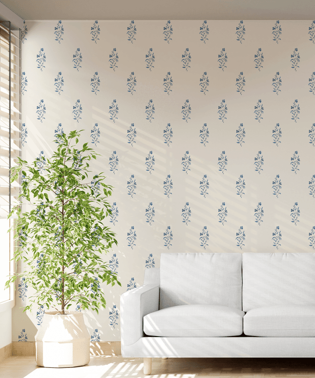 Cicely Wallpaper, Blue