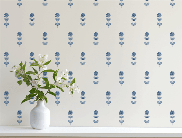 French Flora Wallpaper, Blue