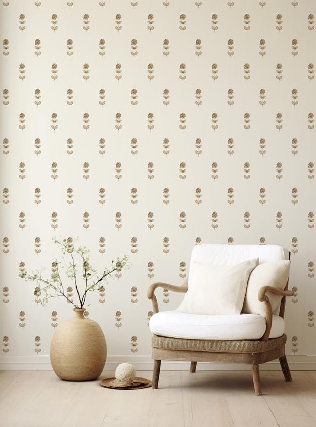 French Flora Wallpaper, Ochre