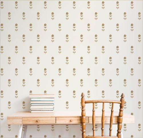 French Flora Wallpaper, Ochre