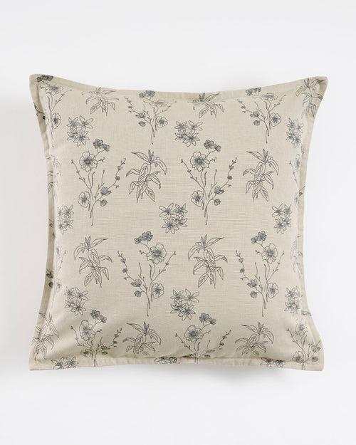 Wildflower Cushion Cover, Beige  (16” X 16”)