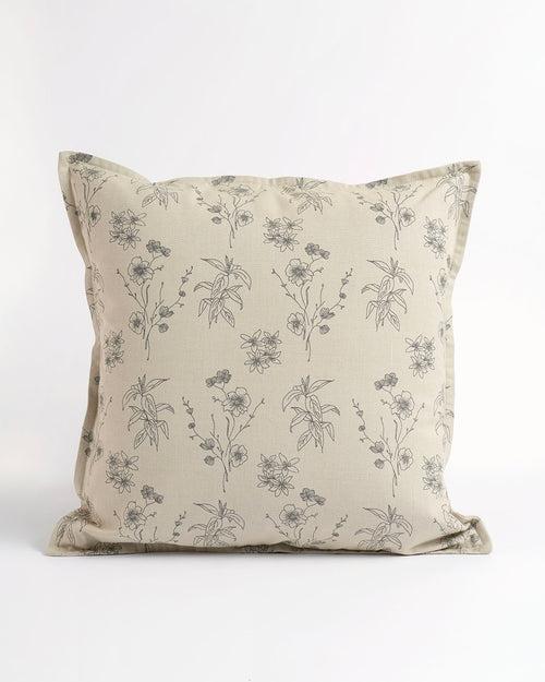Wildflower Cushion Cover, Beige  (16” X 16”)