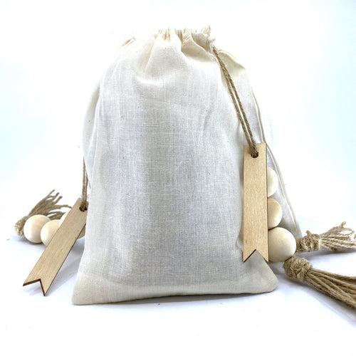 100% Naturally Dried Chamomile Flowers, Jute & Wooden Beaded Drawstring Sack, 1/2 oz