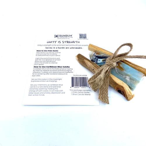 Soothing Bundle, Palo Santo & Caribbean Blue Calcite Wand