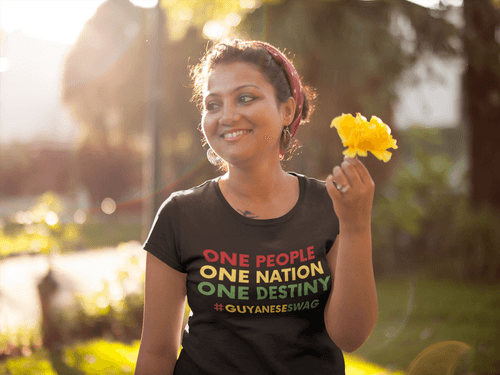 Guyanese Motto "One People One Nation One Destiny" Women's Tee - Black