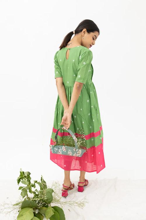 Pista Green & Pink Feeding Dress