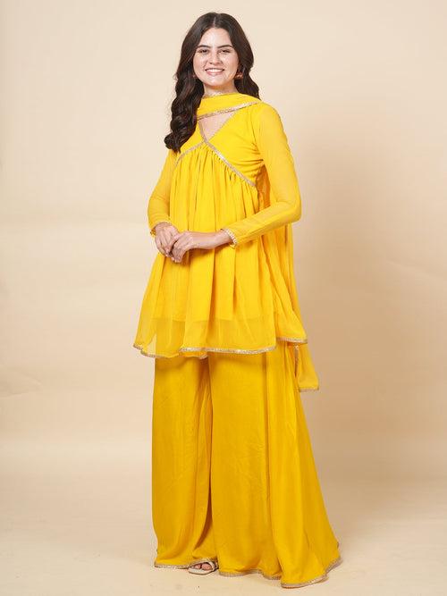 Yellow Alia Sharara Suit Set