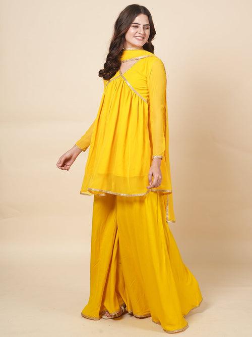 Yellow Alia Sharara Suit Set