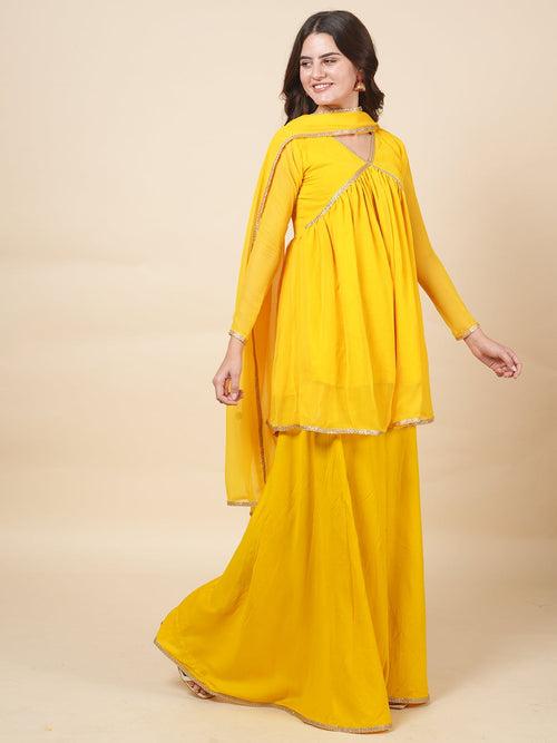 Yellow Alia Sharara Suit Set