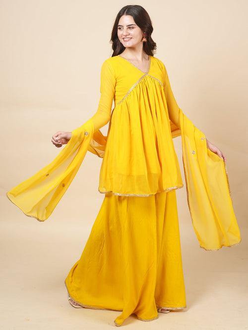 Yellow Alia Sharara Suit Set