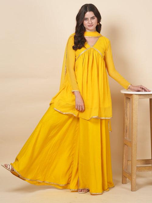 Yellow Alia Sharara Suit Set