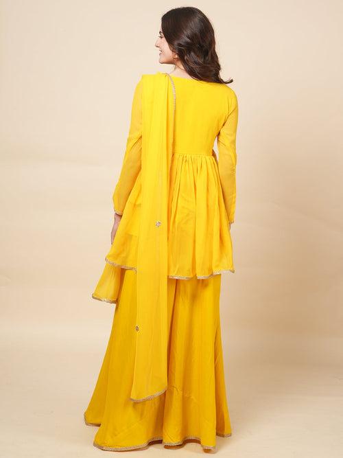 Yellow Alia Sharara Suit Set