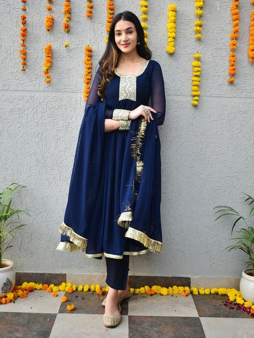 Royal Blue Georgette Suit Set