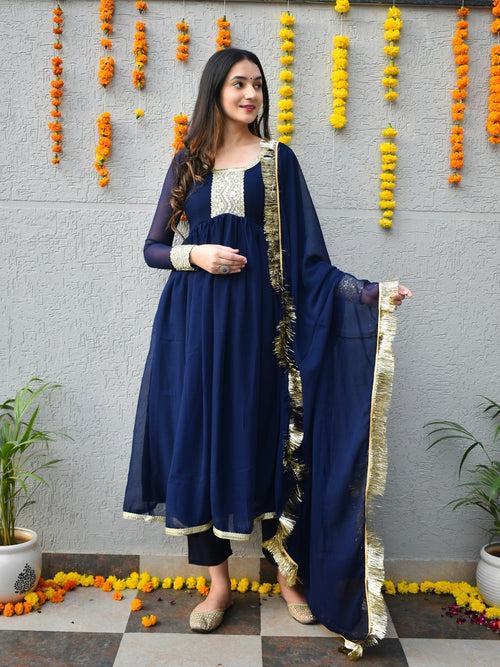 Royal Blue Georgette Suit Set