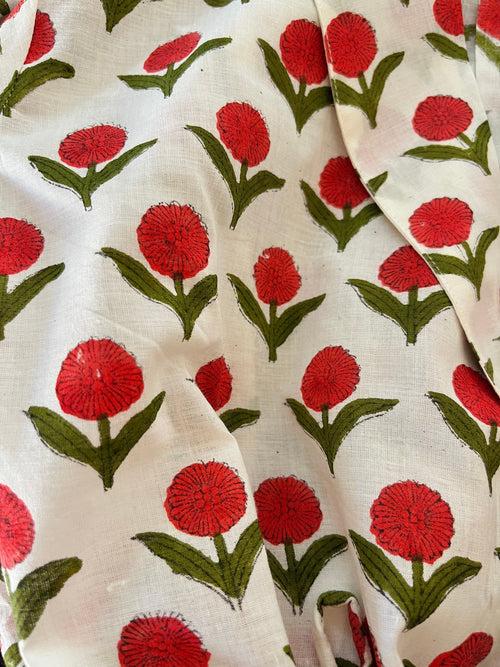 Organic White Rose Cotton Fabric