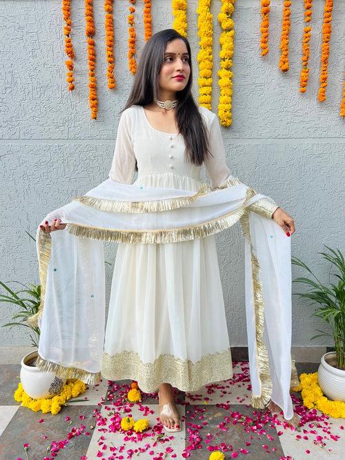 Ivory Georgette Suit Set