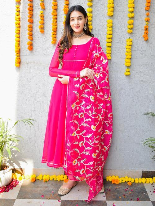 Pink Georgette Suit Set