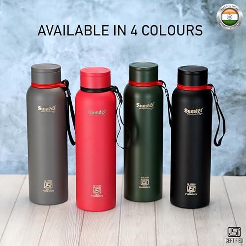 Sumeet Nero 24 Hrs Hot & Cold ISI Certified Stainless Steel Leak Proof Water Bottle for Office/School/College/Gym/Picnic/Home/Trekking -900ml, Pack of 1, Green