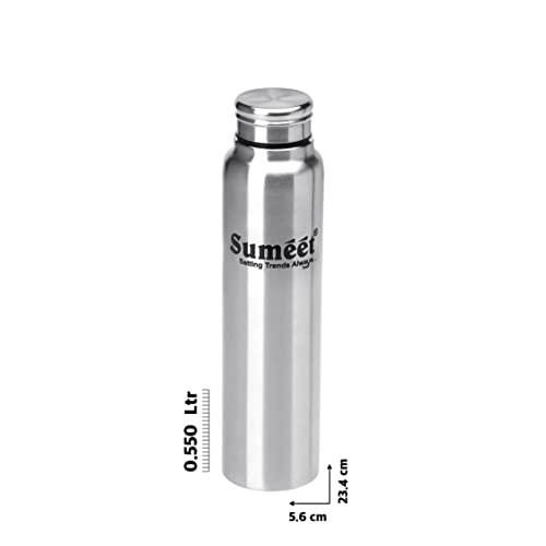 Sumeet Slim Stainless Steel Leak-Proof Water Bottle / Fridge Bottle - 550ml - Pack of 3