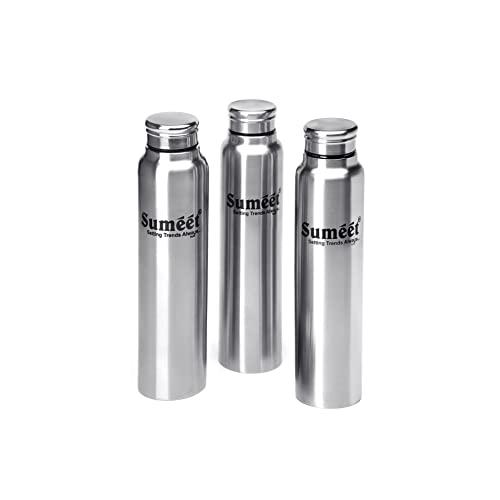 Sumeet Slim Stainless Steel Leak-Proof Water Bottle / Fridge Bottle - 550ml - Pack of 3