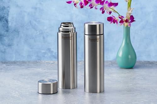 Sumeet H2O-Aqua Stainless Steel Leak Proof Water Bottle Office/School/College/Gym/Picnic/Home/Fridge - 1 Litre |Pack of 2| Silver