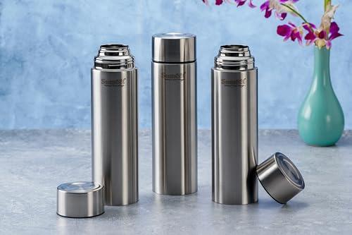 Sumeet H2O-Aqua Stainless Steel Leak Proof Water Bottle Office/School/College/Gym/Picnic/Home/Fridge - 1 Litre |Pack of 3| Silver