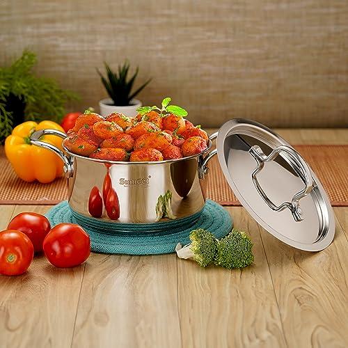 Sumeet Stainless Steel Induction Bottom (Encapsulated Bottom) Casserole with S.S Lid 1750ml, 16 cm Dia, Silver