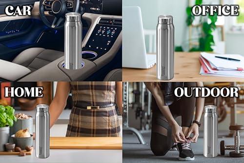 Sumeet Spark-Aqua Stainless Steel Leak Proof Water Bottle Office/School/College/Gym/Picnic/Home/Fridge - 900ml |Pack of 3| Silver