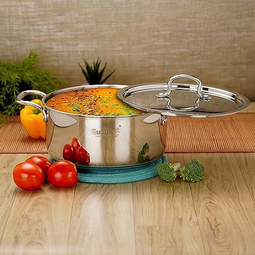 Sumeet Stainless Steel Induction Bottom (Encapsulated Bottom) Casserole with S.S Lid 3.2 LTR, 20 cm Dia, Silver