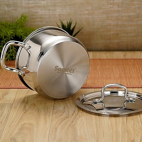 Sumeet Stainless Steel Induction Bottom (Encapsulated Bottom) Casserole with S.S Lid 1750ml, 16 cm Dia, Silver