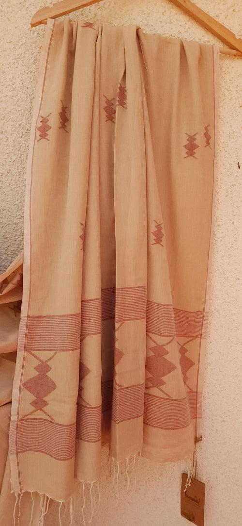 'BANDHAN - LIGHT CAMEL' Handwoven Bengal Jamdani