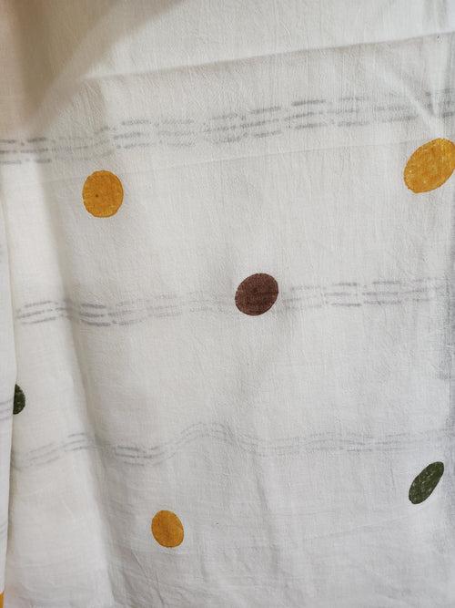 'POLKA PARTY IN THE GARDEN: Mustard' Hand block printed cotton