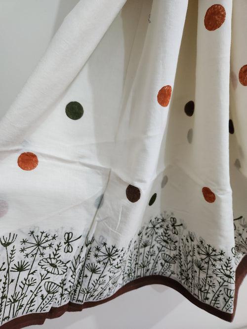 'POLKA PARTY IN THE GARDEN: Rust' Hand block printed cotton