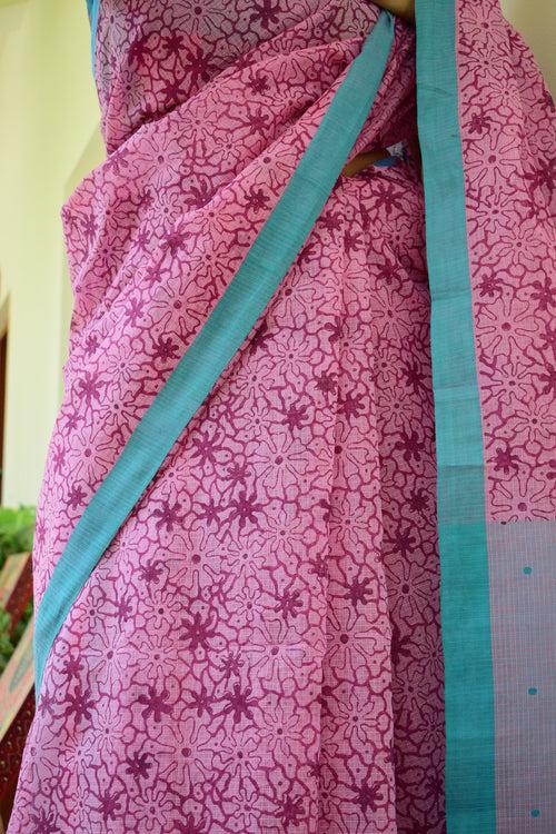 'PANNIRUPPU' Hand block printed handloom Kota Doria