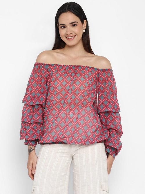 Pink Digital Printed Georgette Top