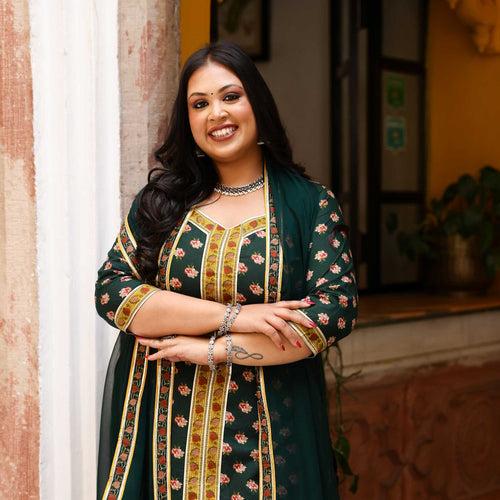 Utsah Aur Utsav - Bottle Green Cotton Sharara Set