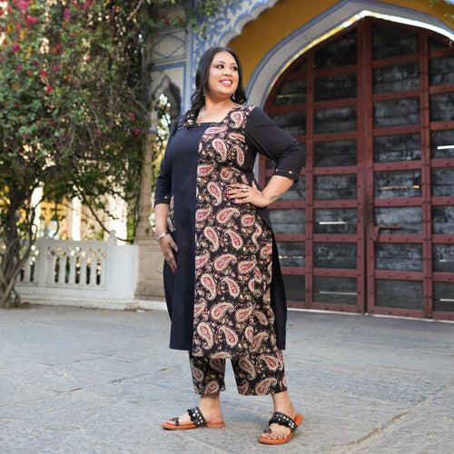 Black Mandala Cotton Kurta Pant Set