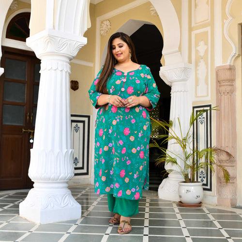 Meadow Green Floral Georgette Suit Set