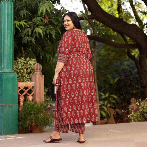 Terracotta Maroon Cotton Suit Set