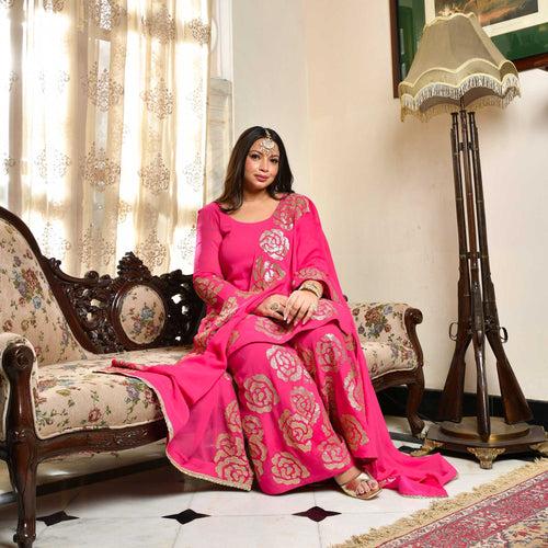 Rose Candy Sequin Pure Georgette Suit Set