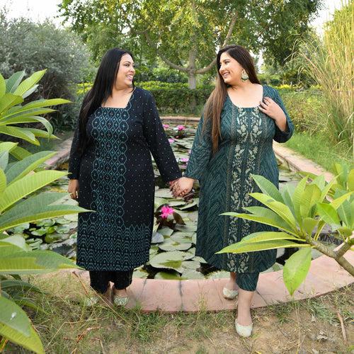 Turquoise Bloom Woollen Knitted Kurta