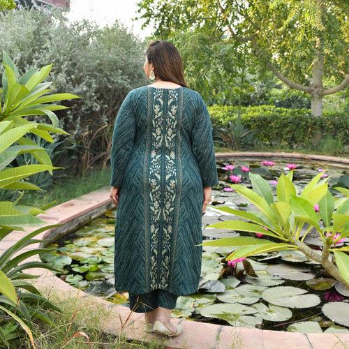 Turquoise Bloom Woollen Knitted Kurta