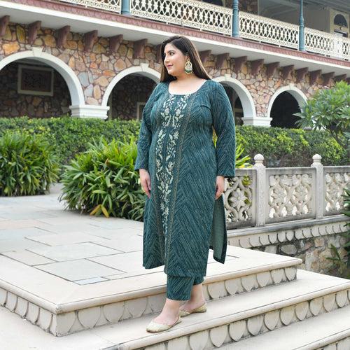 Turquoise Bloom Woollen Knitted Kurta